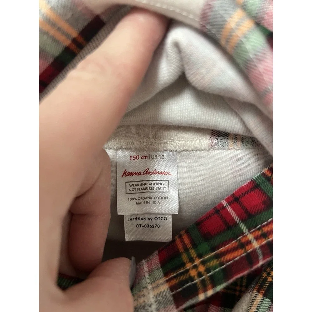 Hanna Andersson Pajamas Kids 12 Red Plaid Long Sleeve Pajama Set Christmas